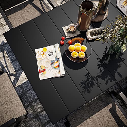 Vicllax Rectangle Outdoor Dining Table For 6 Person, All Weather 35"X 63" Patio Table For Lawn Garden, Black #TOP3