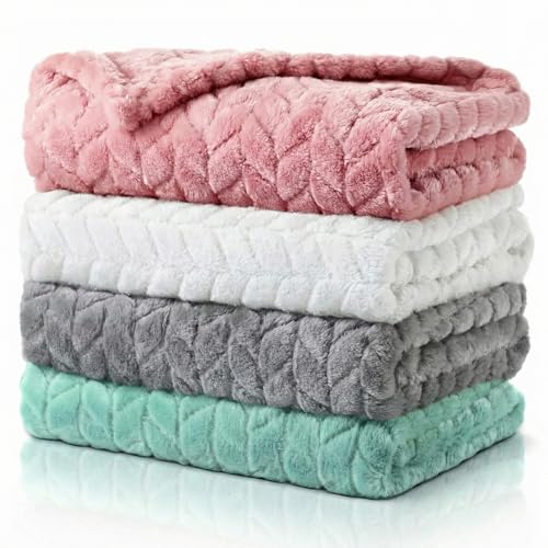 Image of Frienda 4 Pcs Baby Fuzzy Blanket Fluffy Baby Blanket for Boys Girls Soft Warm Infant Newborn Toddler Receiving Nursery Bed Supplies, 32 x 24 Inch(Cute Color)