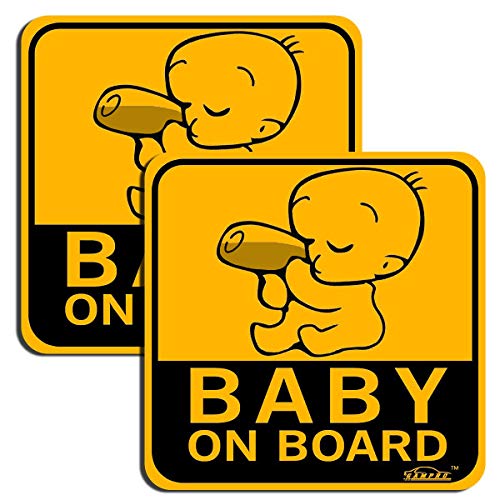 GAMPRO Set of 2 Lovely Baby ON Board Reflective Vehicle Bumper Magnet, Reflective Vehicle Car Sign Sticker Bumper for New Parents, Reduce Road Rage and Accidents for New Parent and Child(2 Pack)
