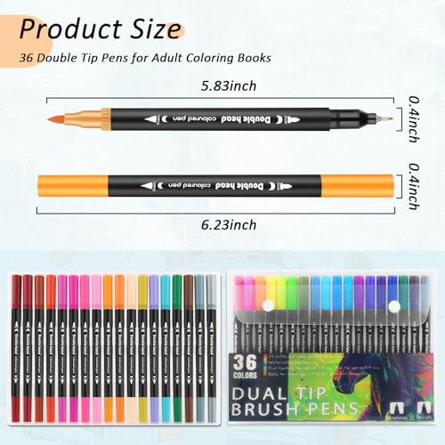 Image of 2Pcs Adult Coloring Books with 36 Colors Markers, Mandala Adult Coloring Book for Women Relaxation with 48 Patterns, Colors Markers Set, Anxiety Relief Mindfulness Gifts Original & Hand Drawn