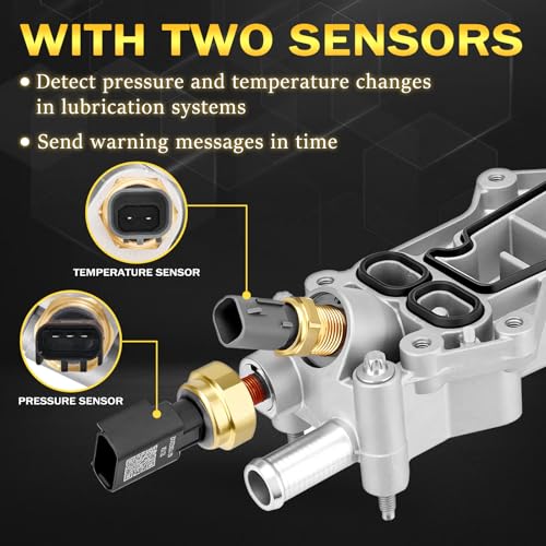 Image of Upgraded Full Aluminum Engine Oil Filter Housing with Oil Cooler Sensors and Gaskets Compatible with Dodge Charger Challenger Journey, Wrangler, Ram ProMaster 3.6L V6, Chrysler 200 300