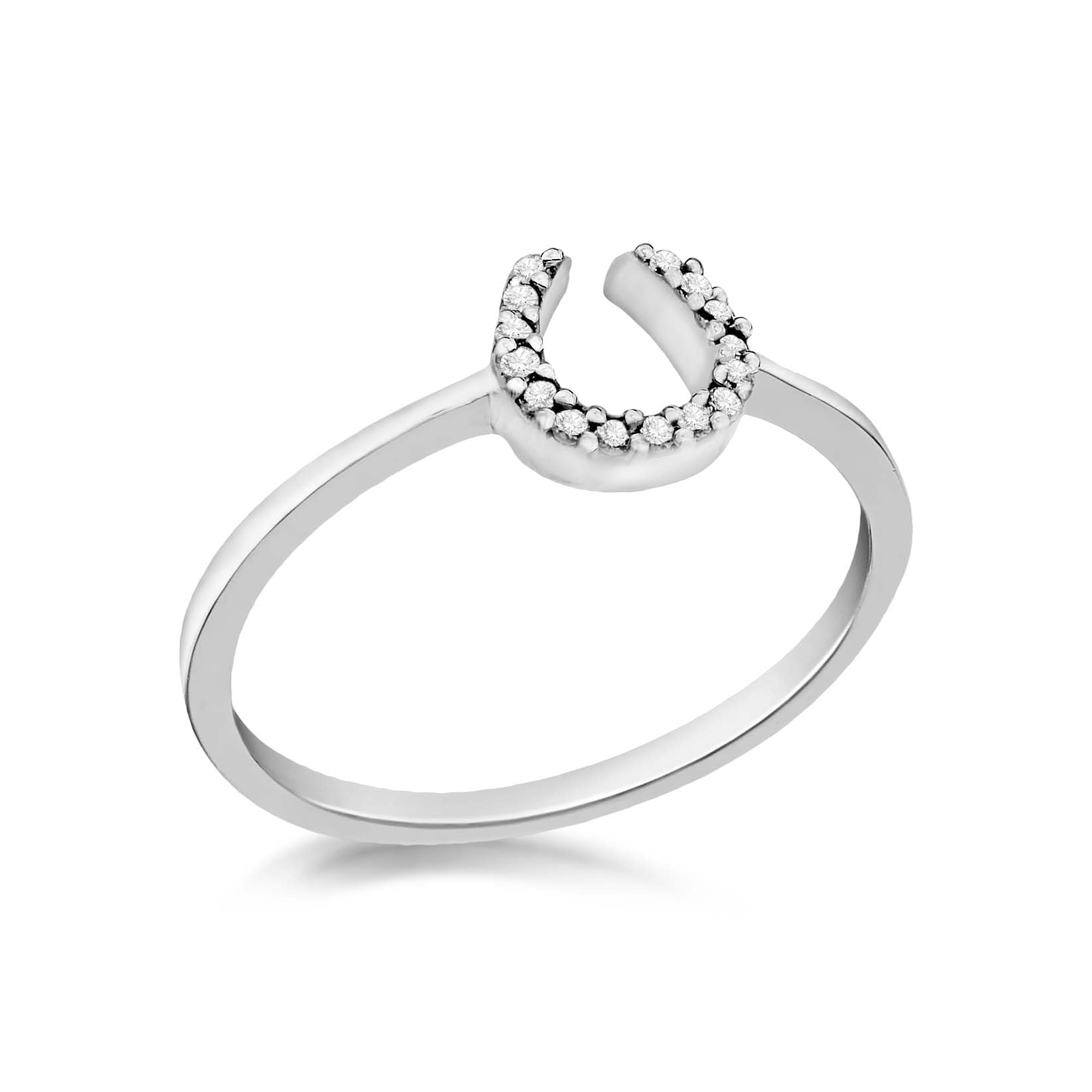 Tuscany Silver -Anillo mujer- Plata de ley bañada en rodio- Herradura caballo con circonitas-Talla 13.5-