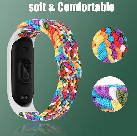 Tiggo Smart Watch Strap compatible for Xiaomi Mi Band 6,Nylon Sport Braided stretch Solo Loop Watch Belt,Replacement Bracelet Wristband Wrist Strap for Xiaomi Mi Band 3 4 5 6 Watch (arcoiris1) - Image 4