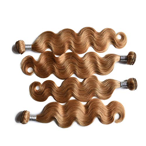 FABA Beauty 9A Grade Human Virgin Hair Bundle Deals Pure 27# Color Body Wave Hair 4 bundles Honey Blonde Body Wavy Hair About 400g 8-30 inch Mixed Length Hair (16.18.20.22)