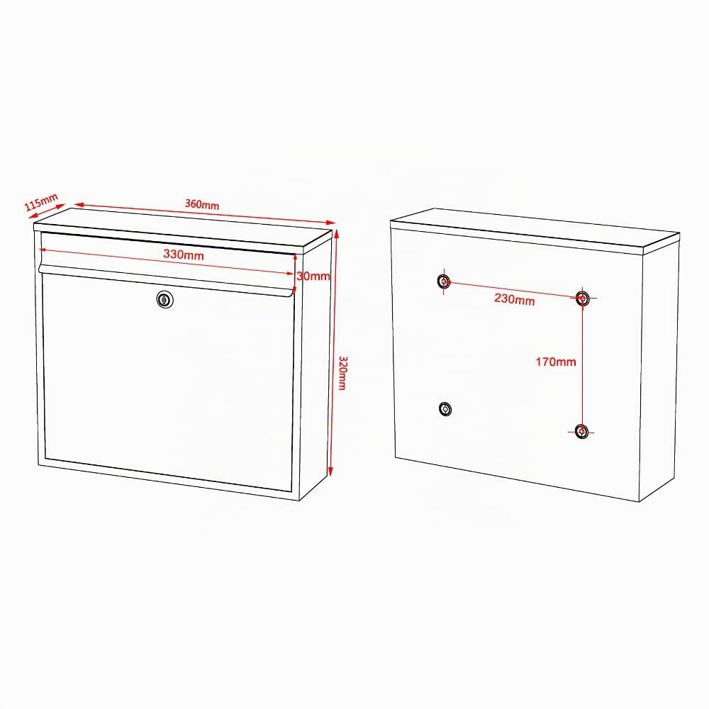 Wiltec Kit Boîte aux Lettres V12 avec Pied de Support, Verrouillable, Couleur Anthracite, Acier galvanisé, 360 x 115 x 320 mm, avec Clapet, Fenêtres et Porte-nom