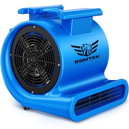 BSMTEK Air Mover Blower Fan, Industrial 1.5HP MAX10000CFM Monster Floor Blower Carpet Dryers - 3 Speeds, 4 Adjustable Angles, 15FT Long Cord, Stackable Blue- 2026 Upgraded