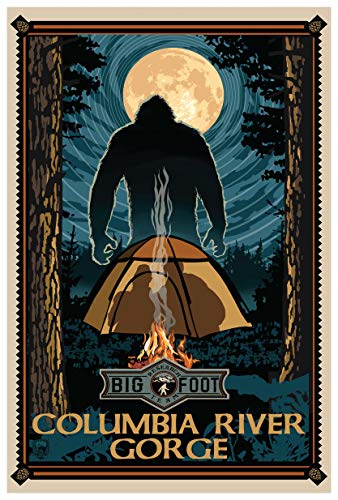 Columbia River Gorge Oregon Big Foot Research Team Giclee Art Print Poster from Travel Artwork by Artist Paul A. Lanquist 12" x 18"
