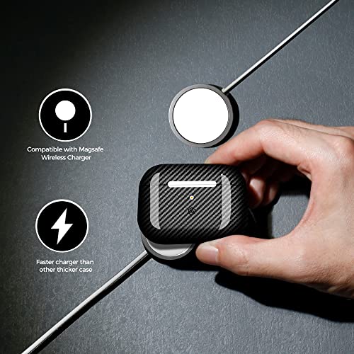 Monocarbon Carbon Fiber Case For Airpods Pro 2 With Adjustable Strap Heavy Duty Protection & Scratch Resistant Airpods Pro 2 Cover [Support Wireless Charging] Glossy Black #TOP4