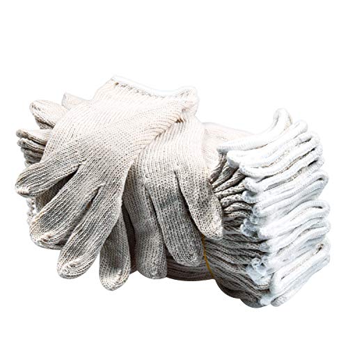 Cotton Work Gloves Non-Slip Safety Protective Gloves For Mechanic Garden Workers Breathable Gloves, 12 Pairs Large, Wg-100-L #TOP1