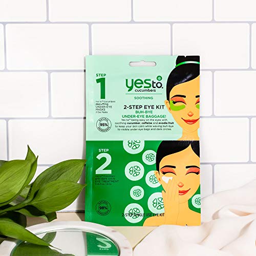 Yes To, Cucumbers 2-Step Buh Bye Bags & Dark Circles Eye Kit, Calms Skin and Eliminates Excess Under Eye Darkness - Afbeelding 7