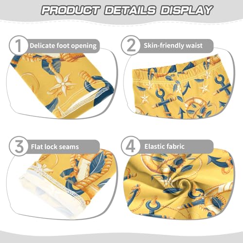 Ocean Design Marine Ocean and Rope Saffron Kids Baby Girls Cotton Pants Stretch High Waisted Workout Pants Gym3