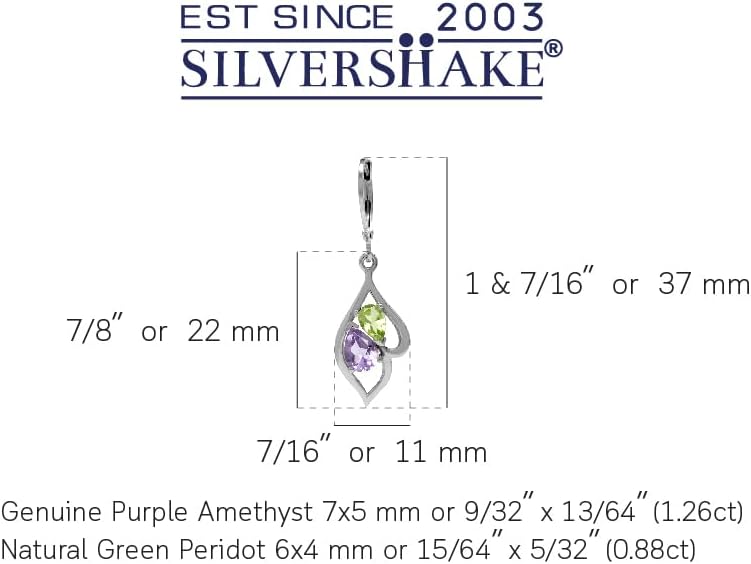 Silvershake Pear Shape Gemstone 925 Sterling Silver Leverback Dangle Earrings