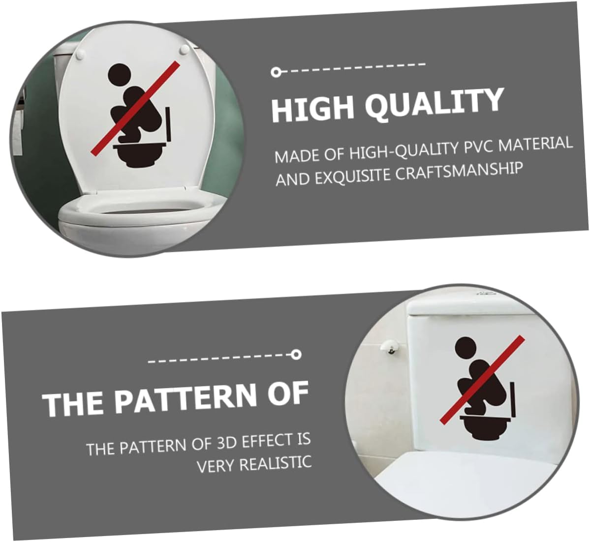 SOLUSTRE 2 Sheets Removable Toilet Decal Sign Sticker Adhesive Bathroom Wall Decals for Smooth Surfaces for Toilet Lid Install Removal
