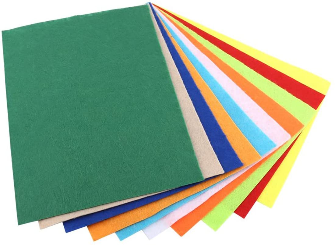 KASTWAVE 10 Pcs Craft Felt Sheets, 8x12 inch (20x30 cm) Non-woven Fabric Square Felt Sheet for DIY Craft Sewing, Patchwork, School Projects, Mixed Colors