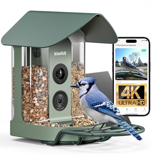 Kiwibit Smart Bird Feeder 4K AI Camera With Solar Panel For Outdoors, Bird Species Identification,...