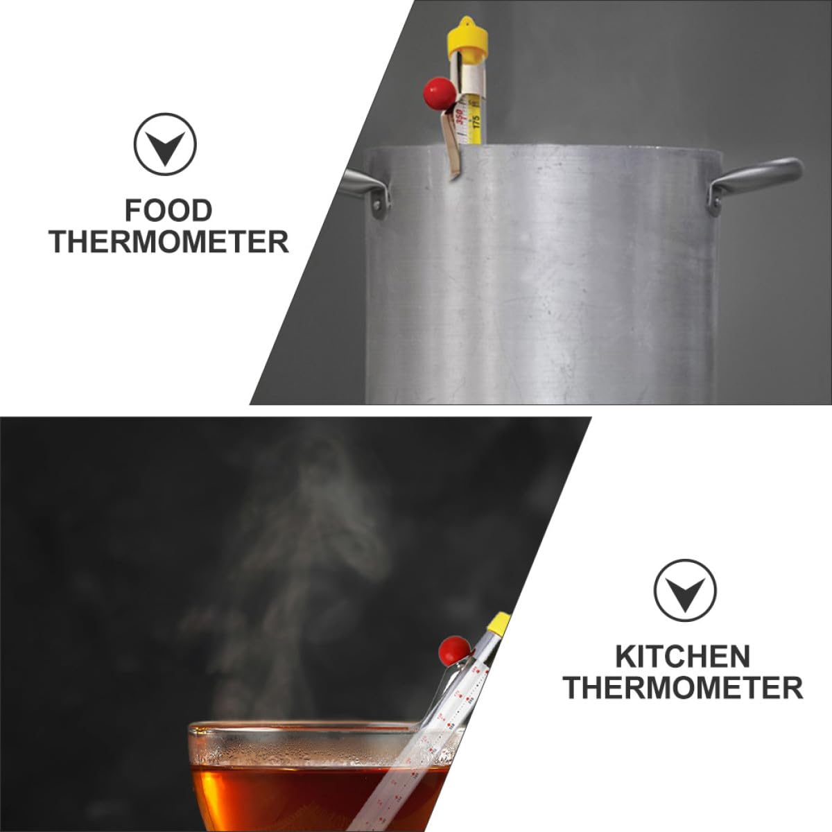 Termometro in Vetro Temperato e Acciaio Inox da Cucina per Caramelle Clip Resistente a Alte Temperature Colore Casuale per Cottura Dolci e Bevande
