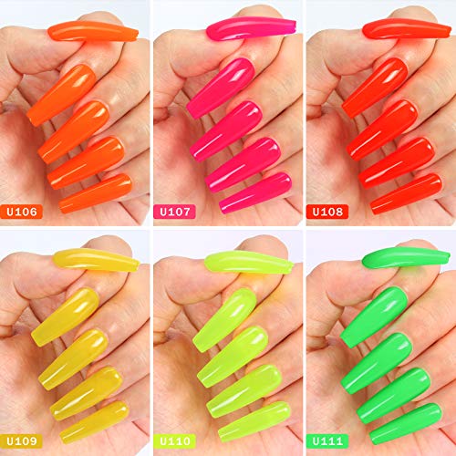 Umikk Gel Nagellack Set 6 Neonfarben Hellorange Magenta Gelbgrün 7,5 ml UV LED LED Cure Sommerfarben für Nail Art… – Bild 3