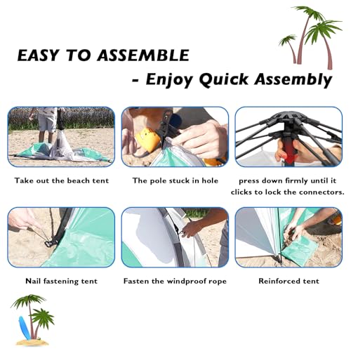 Image of Beach Tent Pop Up Shade, Instant Beach Tents Sun Shelter with UPF 50+ UV Protection, Lightweight & Easy Setup Tent