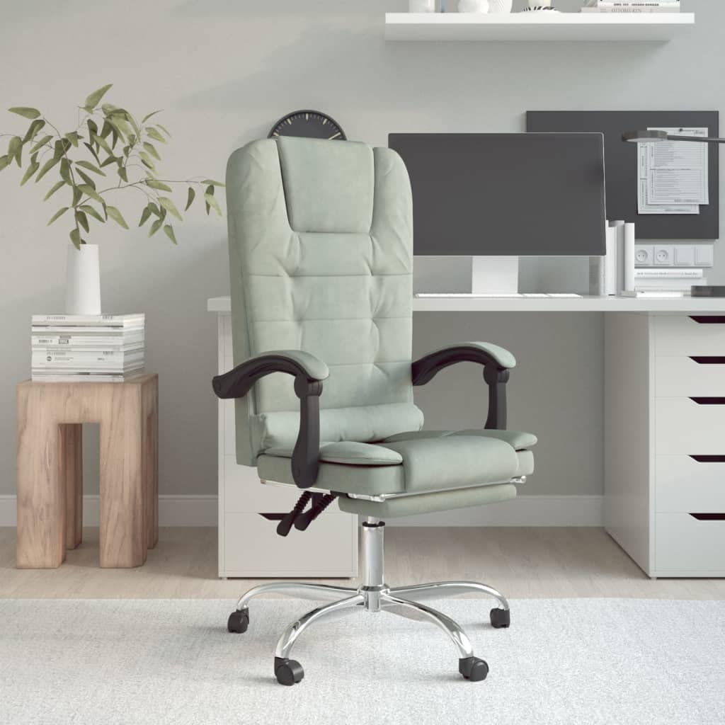 Silla de oficina de masaje con función de masaje y respaldo ajustable, rotación de 360 grados, altura regulable y ruedas para una óptima libertad de movimiento en el área de trabajo
