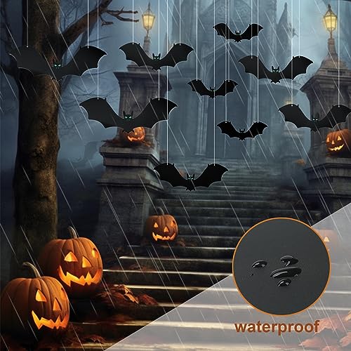 18PCS Hanging Bats Halloween Decorations Realistic Fake Hanging Flying Bats - image 4