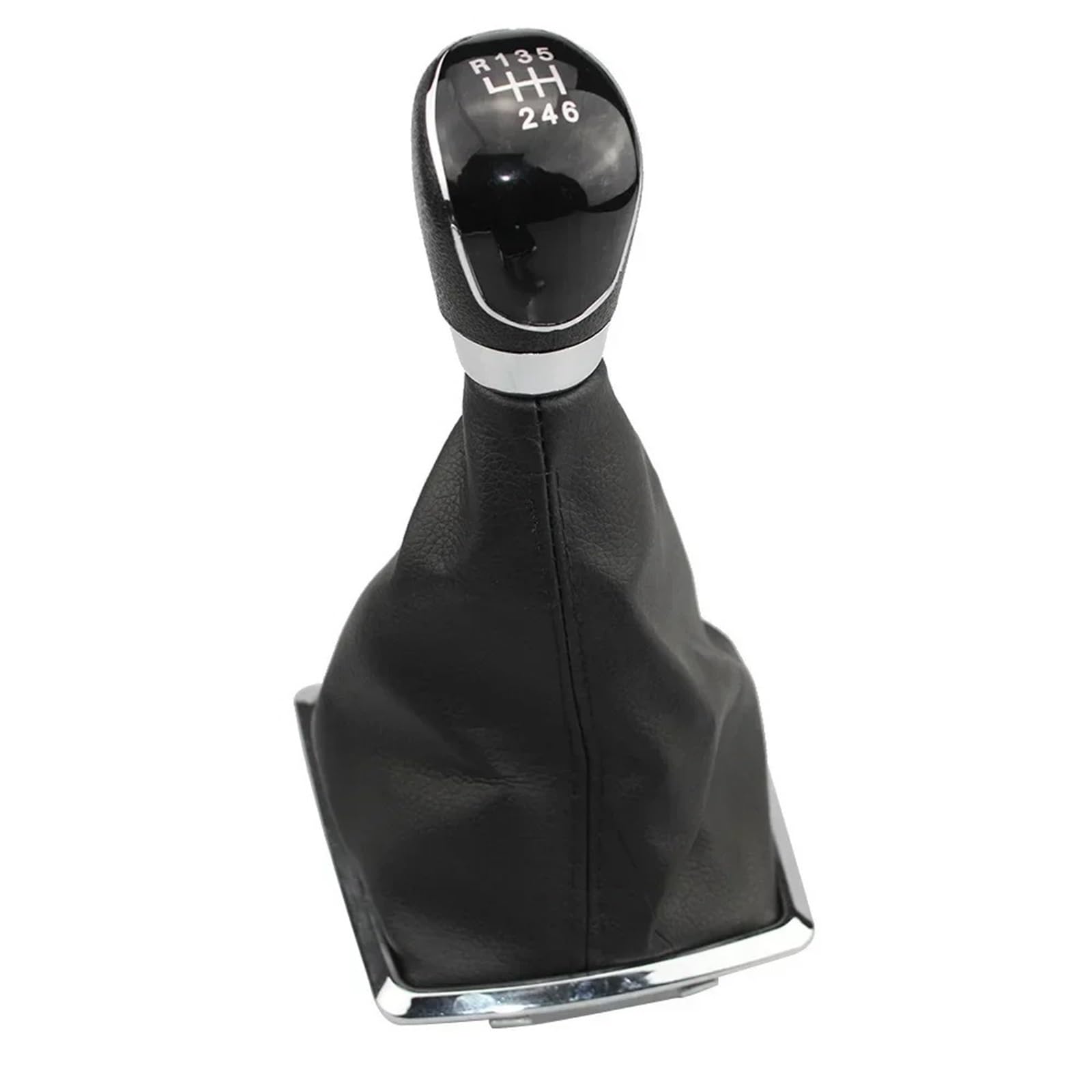 Tnbru Black 6-Speed Gear Shift Head For Focus 2 Mk2 2005-2012 5/6 Speed Gear Shift Knob Lever Handball Gaiter Boot Leather Cover(Black 6-Speed)