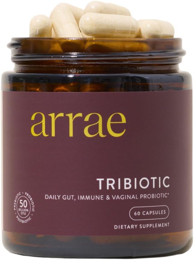 Arrae Tribiotic, Probiotics for Women, Support for Vaginal pH Balance, Gut, Immune, and Feminine Health, Prebiotics, Probiotics, Postbiotics, 60 Count
