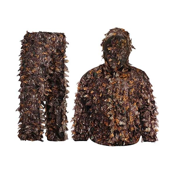 FUIKEING Sticky Flower Bionic Leaves Tarnanzug Jagd Ghillie Anzug Woodland Camouflage Universal Camo Set (A)
