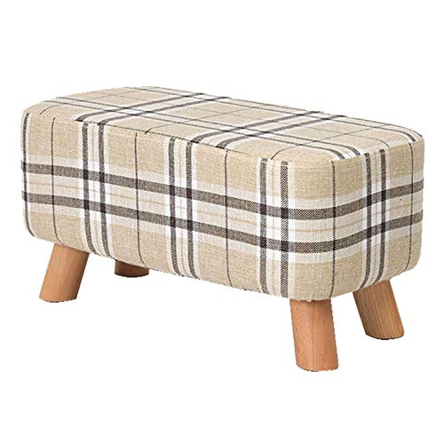 Reposapiés otomano de madera maciza con funda extraíble, solución de asiento versátil y cómoda para dormitorio, sala de estar y pasillo