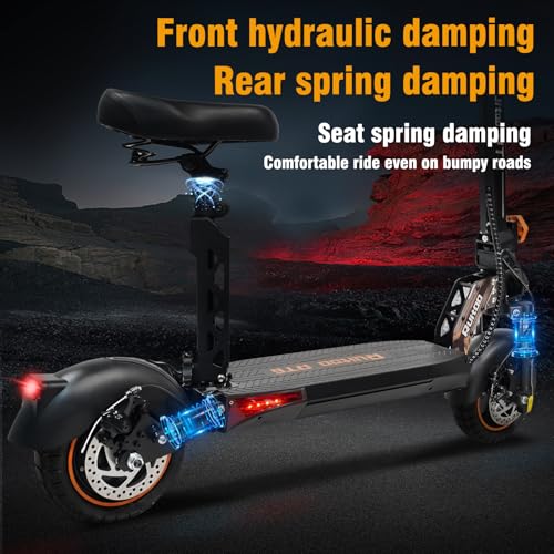 Image of Electric Scooter Adults 1600 /4000 /6000W Motor 50 Miles Long Range & 40 /45 /50 MPH Top Speed 10 inch Off Road Tire Folding E-Scooter 60V /48V 20.8AH Battery Kick Scooter with Detachable Seat for Commuter
