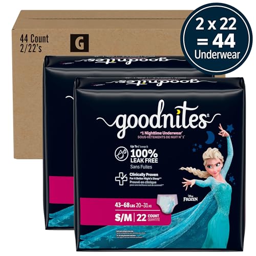 Image of GoodNites Girls Nighttime Underwear, Size S /M, 44 Ct, 2 Packs of 22