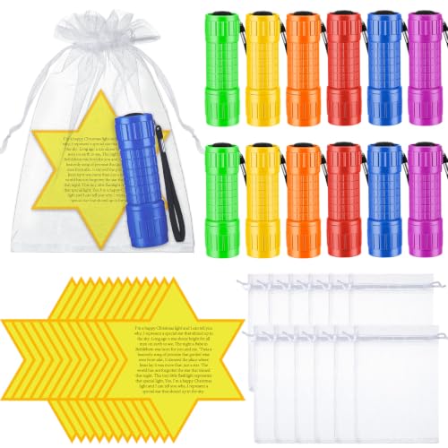 VIHOSE 36 Pcs/12 Set Star Poem LED Keychain Set 12 LED Lights 12 Bible Verse Cards 12 Bags for Religious Church Sunday School Reward Exchange Christmas Christian Gifts Bulk, Batteries Not Included