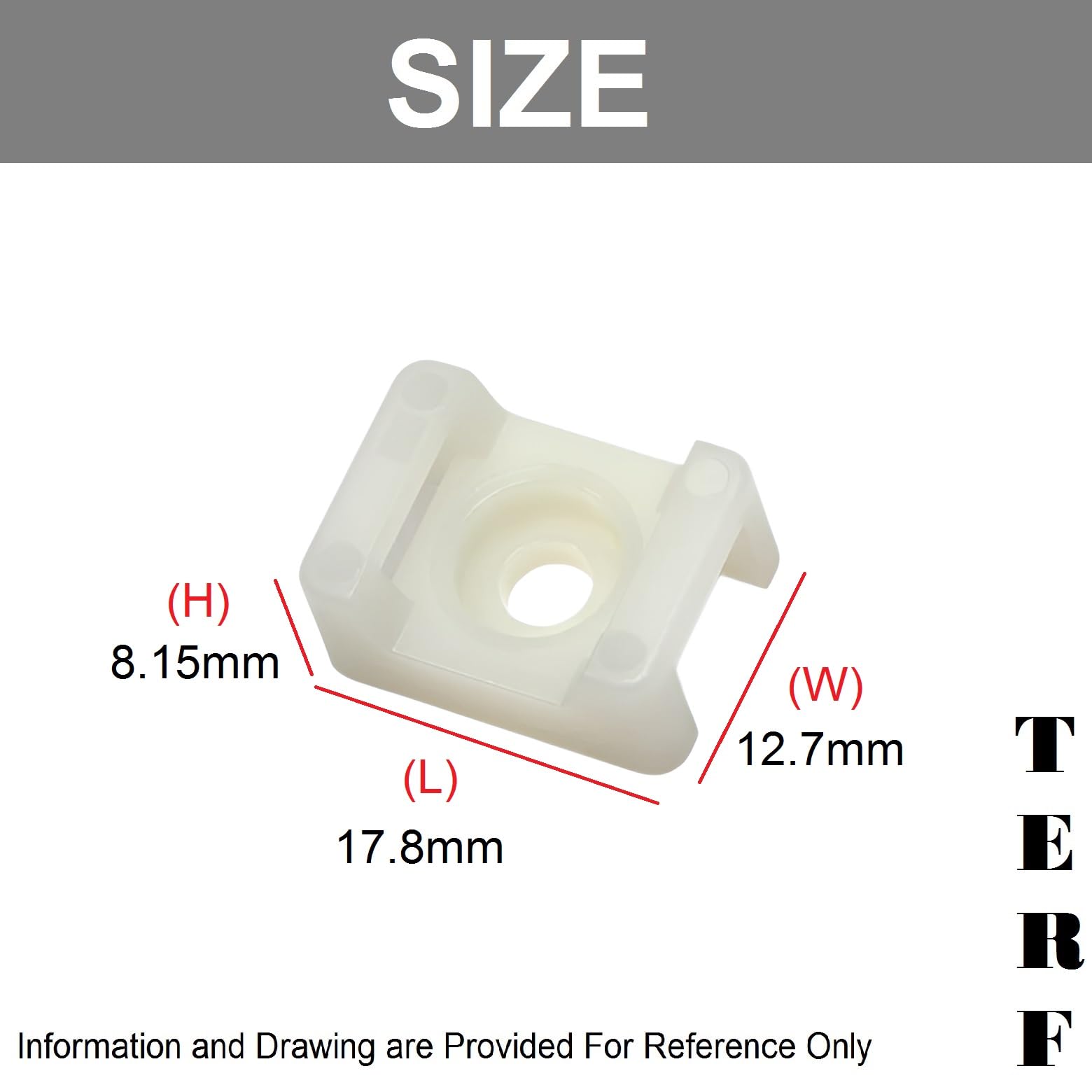 TERF® 100 Pcs White Screw Mount Cable Tie Bases, Cable Ties up to 5mm Wide, 4mm (M4) Screw Hole - Image 3