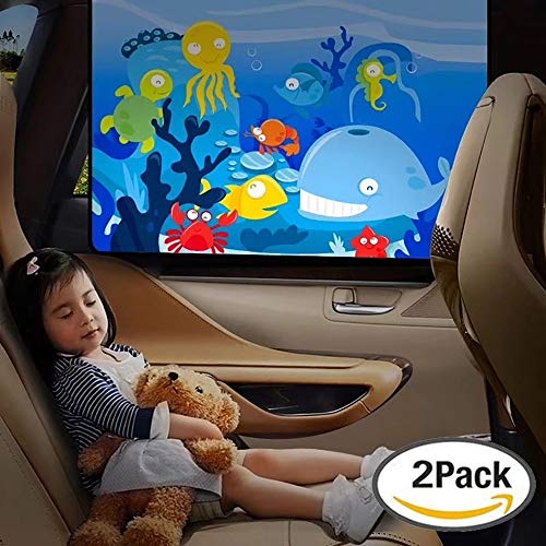 STYLINGCAR Cortinas magnéticas para parabrisas de coche, protección UV para bebé, cortinas opacas, parasoles laterales para proteger a tus niños y mascotas (bajo el agua del mundo 2 unidades)