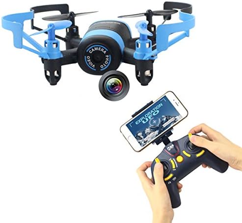Fistone RC Drone Quadcopter Remote Control Aircraft 2.4G Built-in 6-Axis Gyro WiFi Camera for iPhone Android Mini RC Helicopter Real-Time Video HD Camera with Headless Mode Blue