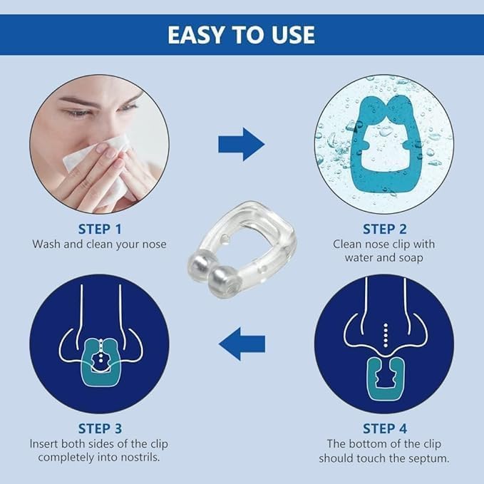 Swarahandier 2 pcs Anti Snoring Silicone Nose Clip for Men & Women | Magnetic Unisex Snore Stopper | Comfortable Sleep Aid Nose Clip (transparent) 1