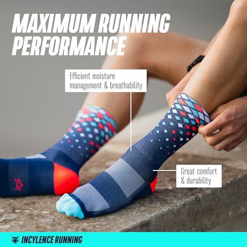 INCYLENCE 1 paire de chaussettes de course pour homme et femme avec légère compression, Crystals Navy Cyan Inferno, 39-42 – vue 2