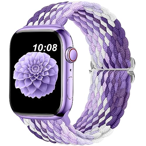 DOBSTFY Compatible with Apple Watch Band 40mm 38mm 41mm for Women Men,Stretchy Braided Apple Watch Strap for iWatch Series 9 8 7 6 5 4 3 2 1 SE Ultra/Ultra 2 (Gradient Purple)