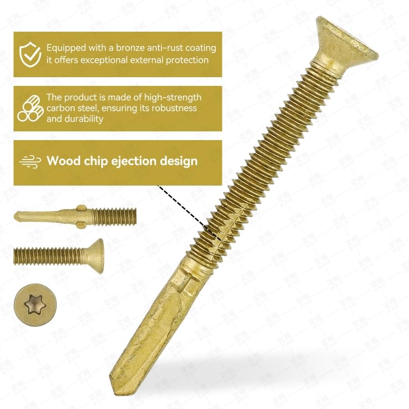 185PCS 14 x 2-3/4 Tornillos Autoperforantes para Deck con Cabeza Torx T30 miniatura 3