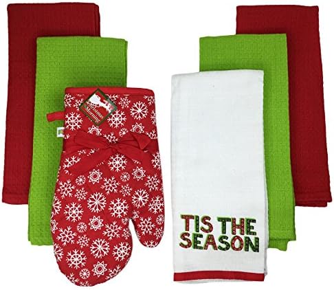 Holiday Dish Towel and Oven Mitt, Set of 6 (Tis the Season)