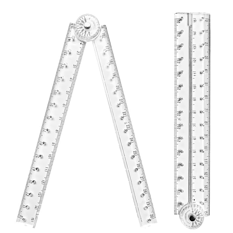 1Pack Clear Folding Ruler(30cm / 12 Inch) Shatter-Resistant Portable for School Office & Craft