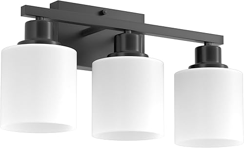 Miniatura 8 de Luces de baño negras sobre espejo, lámpara de tocador antioxidante para baño, lámpara de pared moderna de 3 luces para sala de estar, base E26