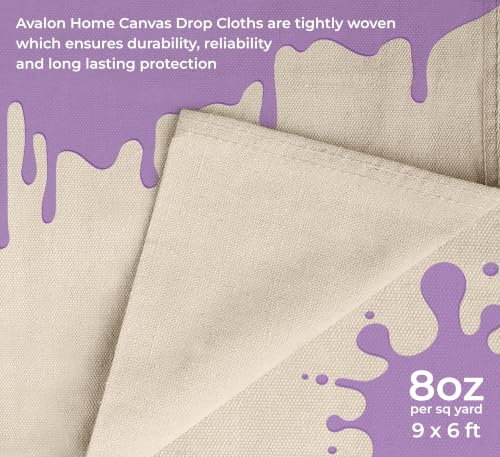 Canvas Drop Cloth para Pintura 9x6 pies Paquete de 2 - Paños de lona de 8oz para proteger pisos y muebles - Tela reciclada de algodón miniatura 6