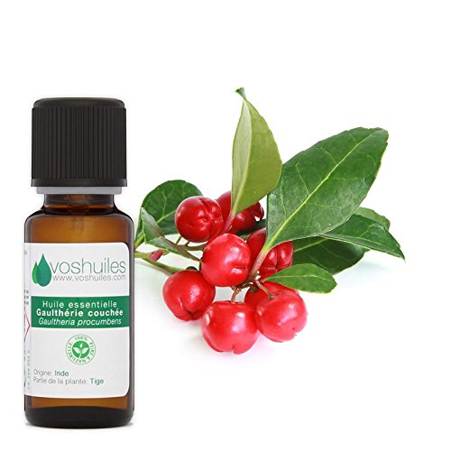 Huile Essentielle de Gaulthérie Couchée -100% Pure et Naturelle - HEBBD - Utilisation en Massage dans Huile Végétale - Parfum Très Aromatique - 10 ml - VOSHUILES
