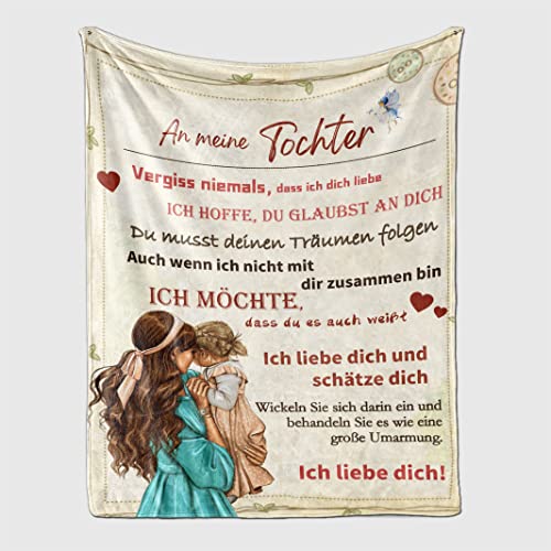 Manta de regalo personalizada, manta para mi hija alemana, manta para mi hijo/madre, manta de franela muy suave y positiva (mi hija A, 150 x 200 cm) Cover
