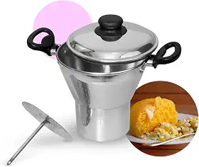 Cuscuzeira Pequena De Alumínio – Panela A Vapor Para Legumes e Cuscuz – Cuscuzeira Individual Compacta, Ideal Para Cozinhar No Vapor