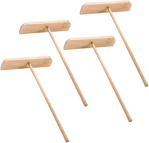 HOMSFOU Rascador de crepé de madera, rastrillo de crepé, para panqueques, espátulas de masa, espátula para esparcir T, espátula de crepé, espátula