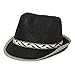H-6108-32306 Multicolor Woven Fedora Sun Hat - Black