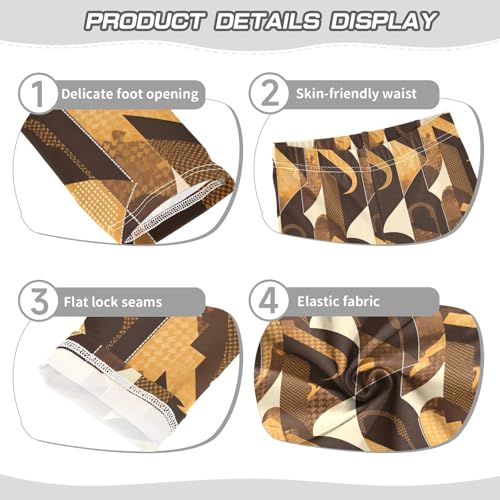 Brown Houndstooth Gold Kids Baby Girls Legging Casual Full Length Activewear Sports3