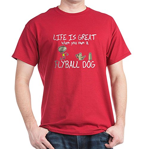 CafePress Life is Great Flyball 100% Cotton T-Shirt Cardinal