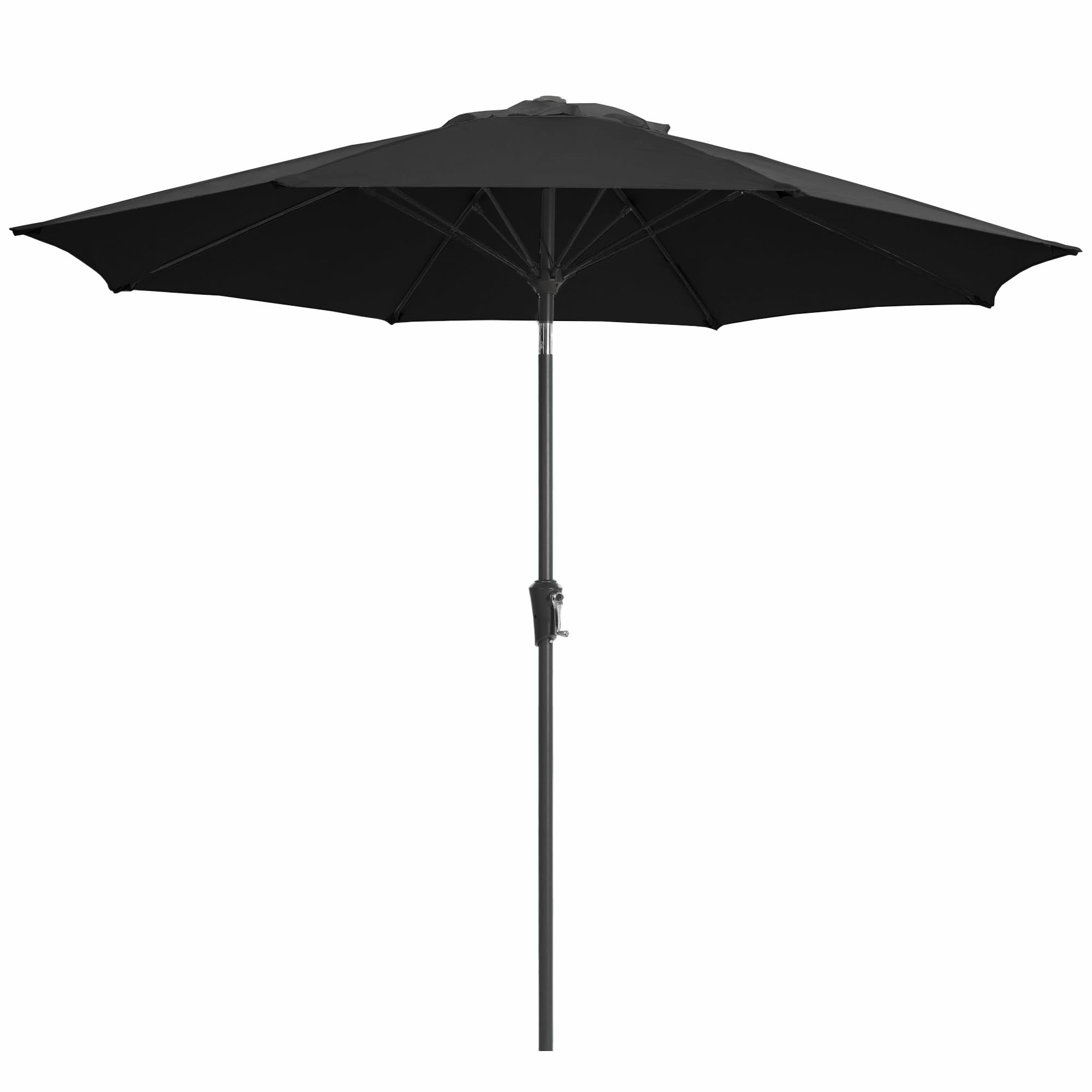 Photo 1 of JEAREY 9FT Outdoor Patio Umbrella,Market Table Umbrella with 8 Fiberglass Ribs, Pool Umbrella with Tilt and Crank, UV Protection Lightweight & Wind-Resistant for Lawn, Garden, Deck and Backyard, Black